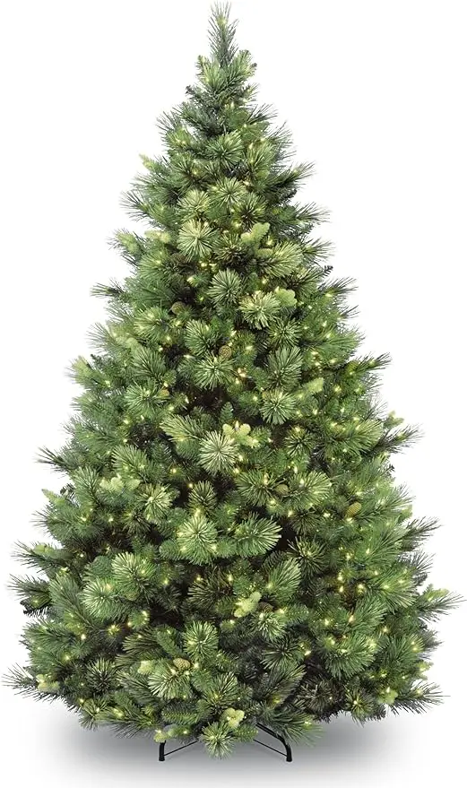 

National Tree Company 'Feel Real' Pre-lit Artificial Christmas Tree | Includes Pre-strung White Lights | Flocked with Cones | Ca