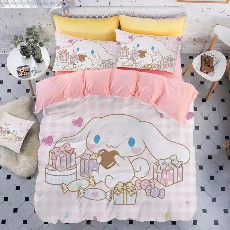 Sanrio's new kawaii cinnamon roll bed sheet four-piece cartoon girl heart quilt cover student dormitory three-piece home textile
Sanrio's new kawaii cinnamon roll bed sheet four-piece cartoon girl heart quilt cover student dormitory three-piece home textile