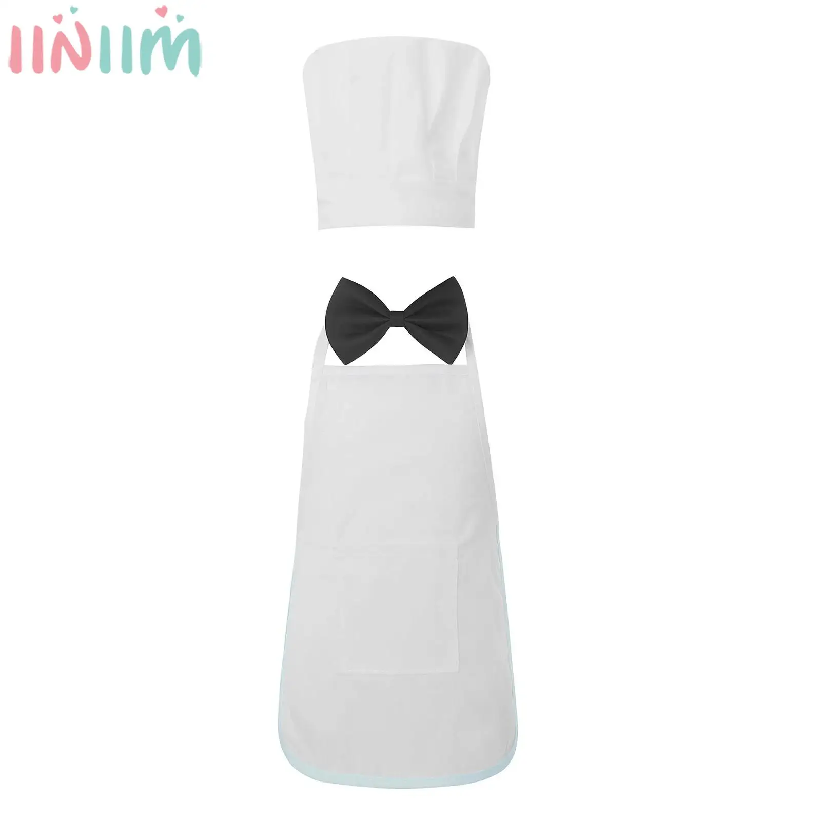 

Baby Boys Girls Chef Cosplay Costume Newborn Infant Baptism Birthday Photography Props White Apron with Cook Hat Bow Tie Set