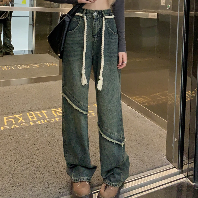 Women's Raw Hem Vintage Jeans Spring Loose High Waist Straight Tube Wide Leg Pants Floor Trousers Wide Leg Jeans
Women's Raw Hem Vintage Jeans Spring Loose High Waist Straight Tube Wide Leg Pants Floor Trousers Wide Leg Jeans