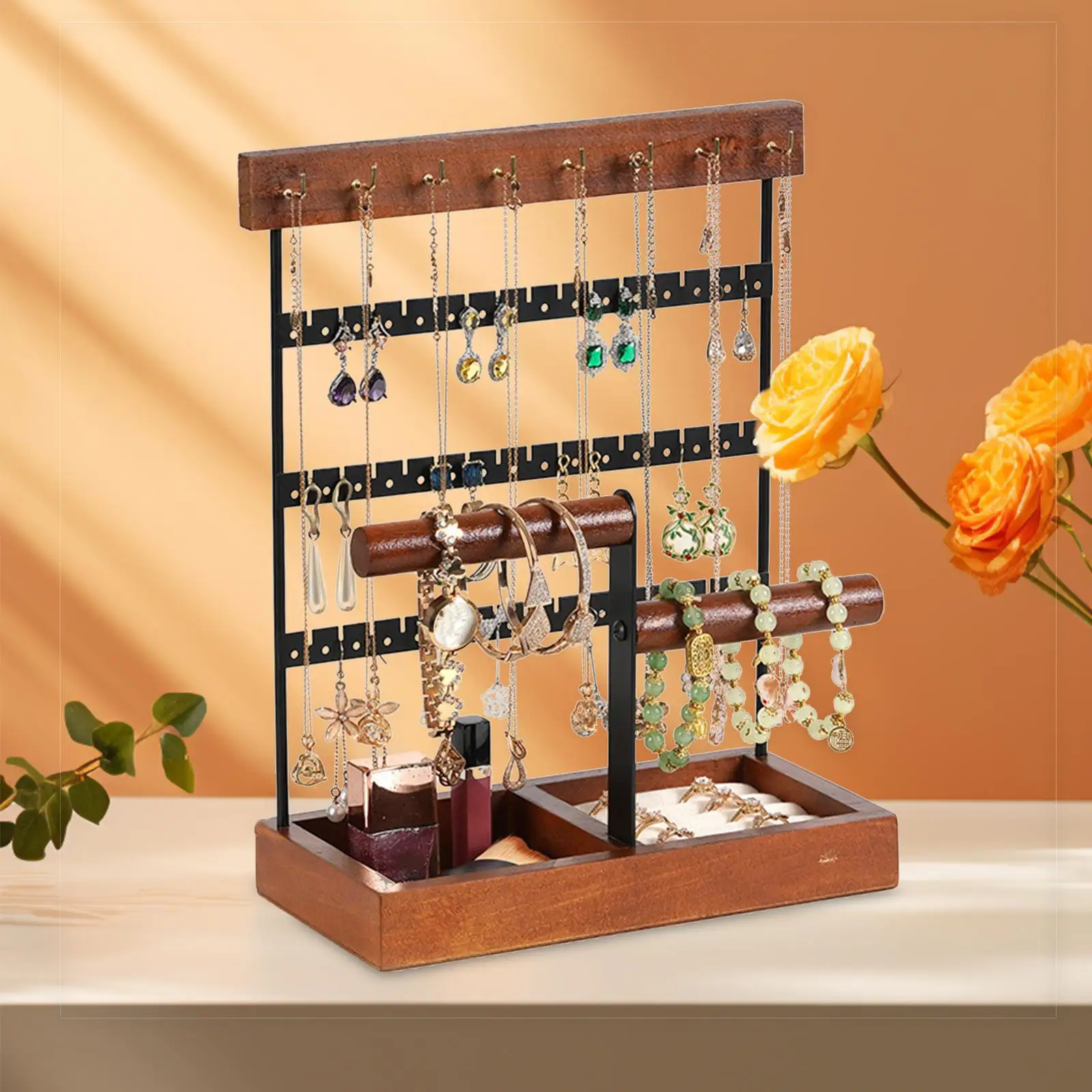 Jewelry Organizer Holder Display Rack Hanging Holder Wood Base Earring Stand for Ear Stud Pendants Bangle Watch Bracelet Props
Jewelry Organizer Holder Display Rack Hanging Holder Wood Base Earring Stand for Ear Stud Pendants Bangle Watch Bracelet Props