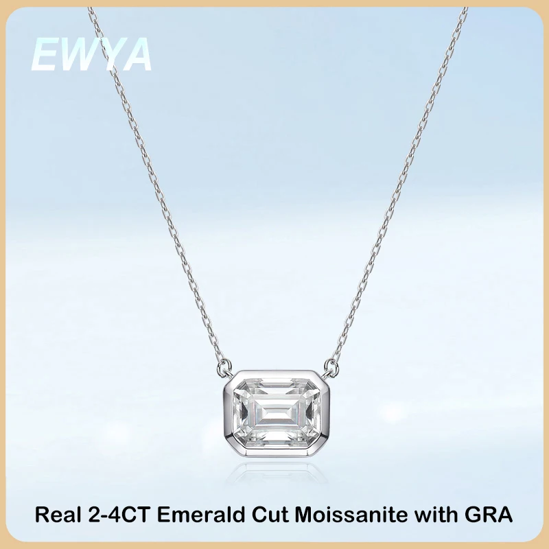 EWYA Real 2-4CT D Color Emerald Cut Moissanite Pendant Necklace for Women S925 Silver Diamond Neck Chain Necklaces Fine Jewelry
EWYA Real 2-4CT D Color Emerald Cut Moissanite Pendant Necklace for Women S925 Silver Diamond Neck Chain Necklaces Fine Jewelry