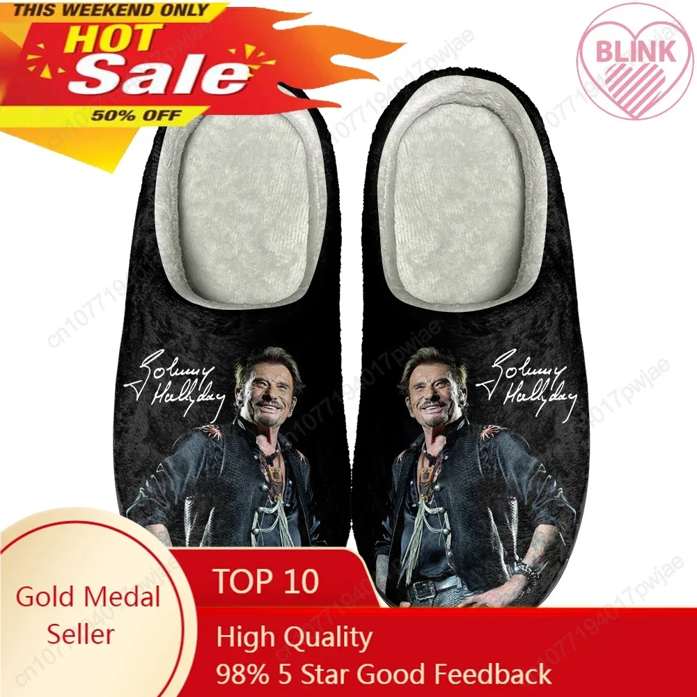 

Johnny Hallyday Rock Star Home Cotton Custom Slippers High Quality Unisex Plush Fashion Casual Keep Warm Shoes Thermal Slipper
