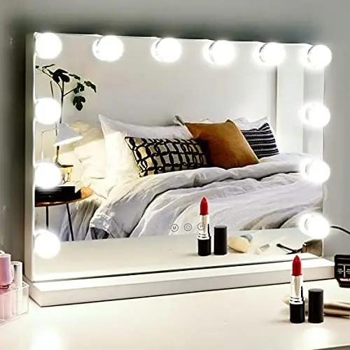 MIVONDA Lighted Makeup Vanity Mirror with 3 Color Lights Dimmable LED Bulbs with 10X Magnification, 2in1 Tabletop and -Mounted
MIVONDA Lighted Makeup Vanity Mirror with 3 Color Lights Dimmable LED Bulbs with 10X Magnification, 2in1 Tabletop and -Mounted