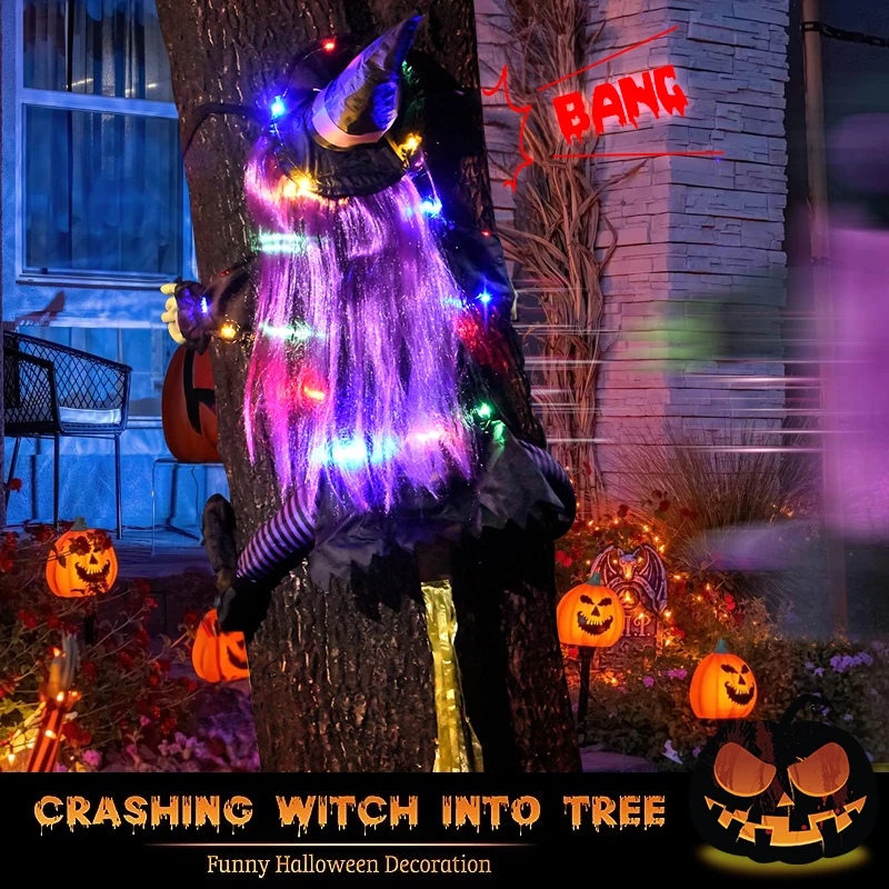Halloween Crashing Witch into Tree Decoration Light-Up Hanging Decor Outdoor Porch Courtyard Lawn Glowing Flying Witch Halloween
Halloween Crashing Witch into Tree Decoration Light-Up Hanging Decor Outdoor Porch Courtyard Lawn Glowing Flying Witch Halloween