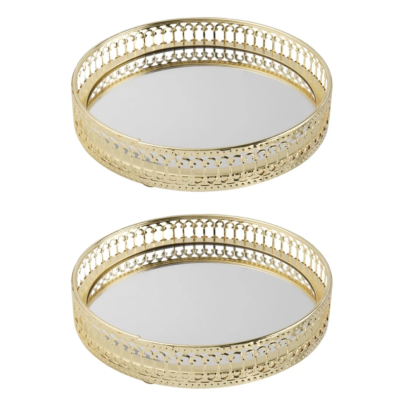 2X Golden Iron Jewelry Storage Tray Glass Mirror Makeup Manager Desktop Cosmetic Dessert Decorative Display Tray 17.5Cm
2X Golden Iron Jewelry Storage Tray Glass Mirror Makeup Manager Desktop Cosmetic Dessert Decorative Display Tray 17.5Cm