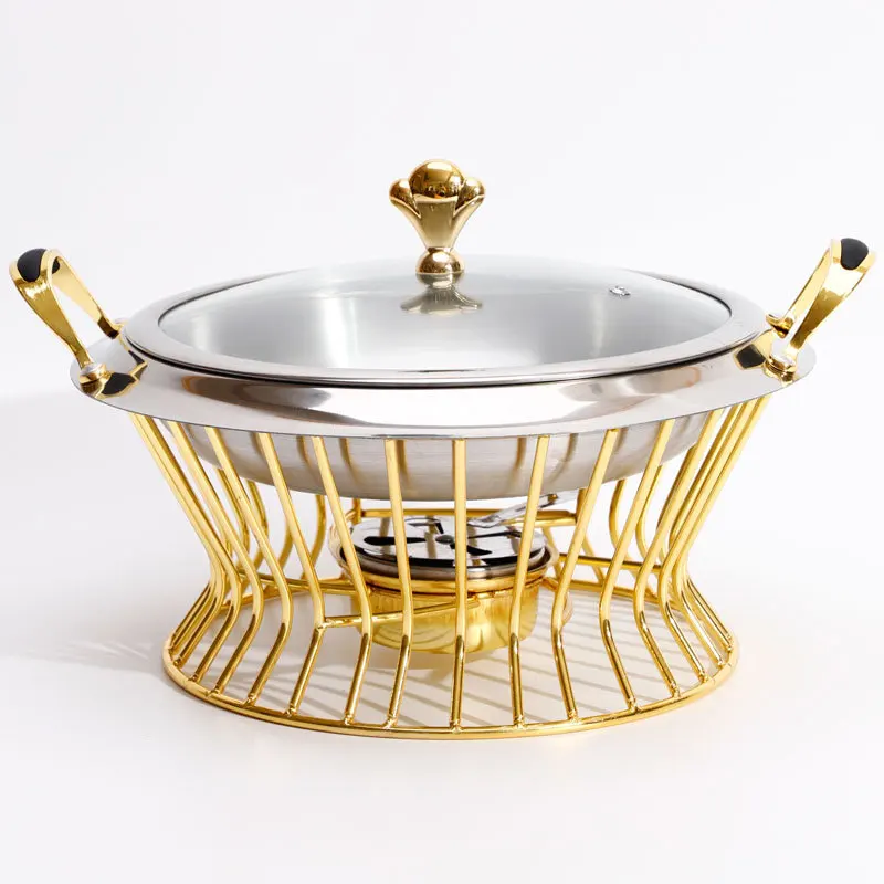 Stainless Steel Hotpot Set Mini Hotpot Pot Holder Tempered Glass Lid Gold Silver Chafing Dish Buffet Pan Food Tray Warmer
Stainless Steel Hotpot Set Mini Hotpot Pot Holder Tempered Glass Lid Gold Silver Chafing Dish Buffet Pan Food Tray Warmer