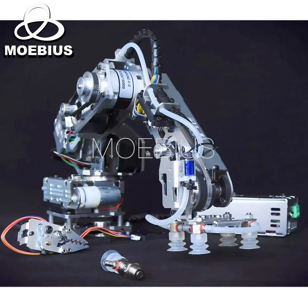 

MOEBIUS Big Load 4 DOF Metal Robotic Arm with Suction Pump Stepper Motor for Arduino Industrial Robot Model Multi Axis Claw
