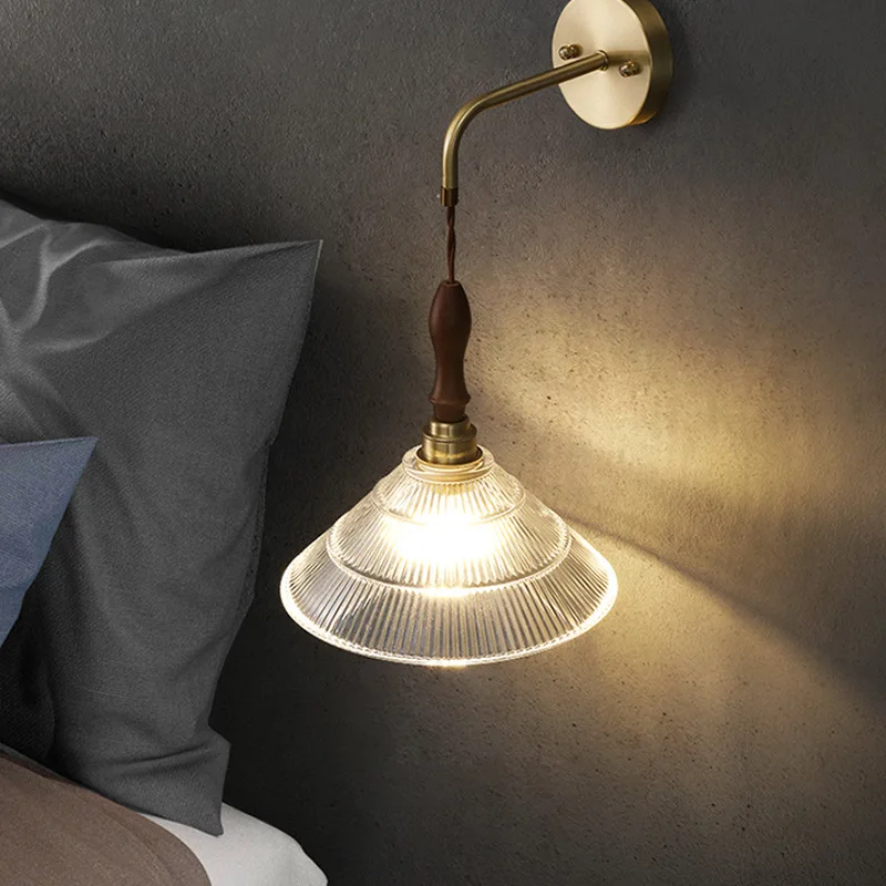 Nordic copper light luxury bedside wall lamp American retro glass staircase lamp simple warm bedroom study wall lamp
Nordic copper light luxury bedside wall lamp American retro glass staircase lamp simple warm bedroom study wall lamp