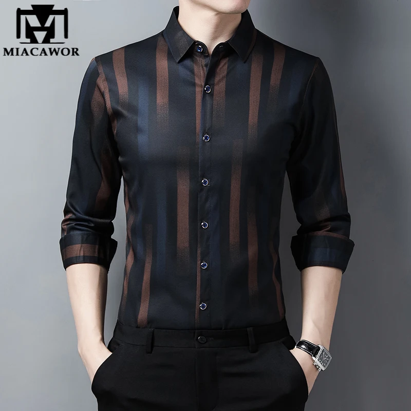 New High Quality Luxury Print Casual Shirts Men Slim Fit Spring Long Sleeve Silk Dress Shirts Camisa Masculina C861
New High Quality Luxury Print Casual Shirts Men Slim Fit Spring Long Sleeve Silk Dress Shirts Camisa Masculina C861
