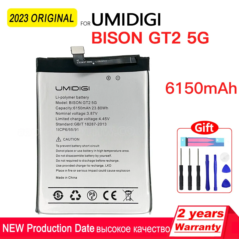 

2023 New 100% Original 6150mAh Replacement Battery For UMI Umidigi Bison GT2 5G Mobile Phone High Quality Battery Bateria+Gift