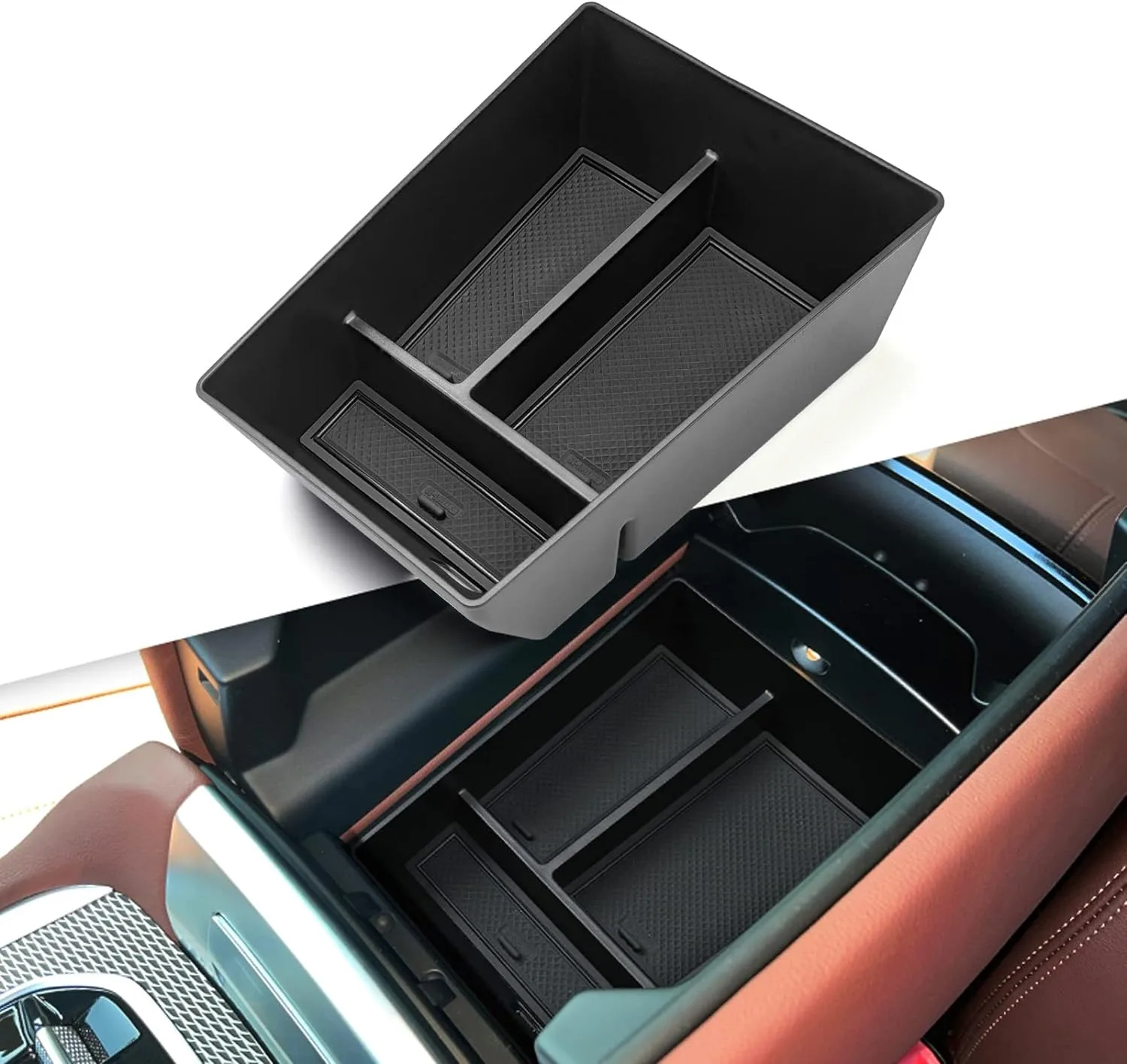 

Compatible with BMW X5 G05/ X7 G07 2019-2024, X6 G06 2020-2024 Center Console Organizer, Console Organizer Center Tray Storage