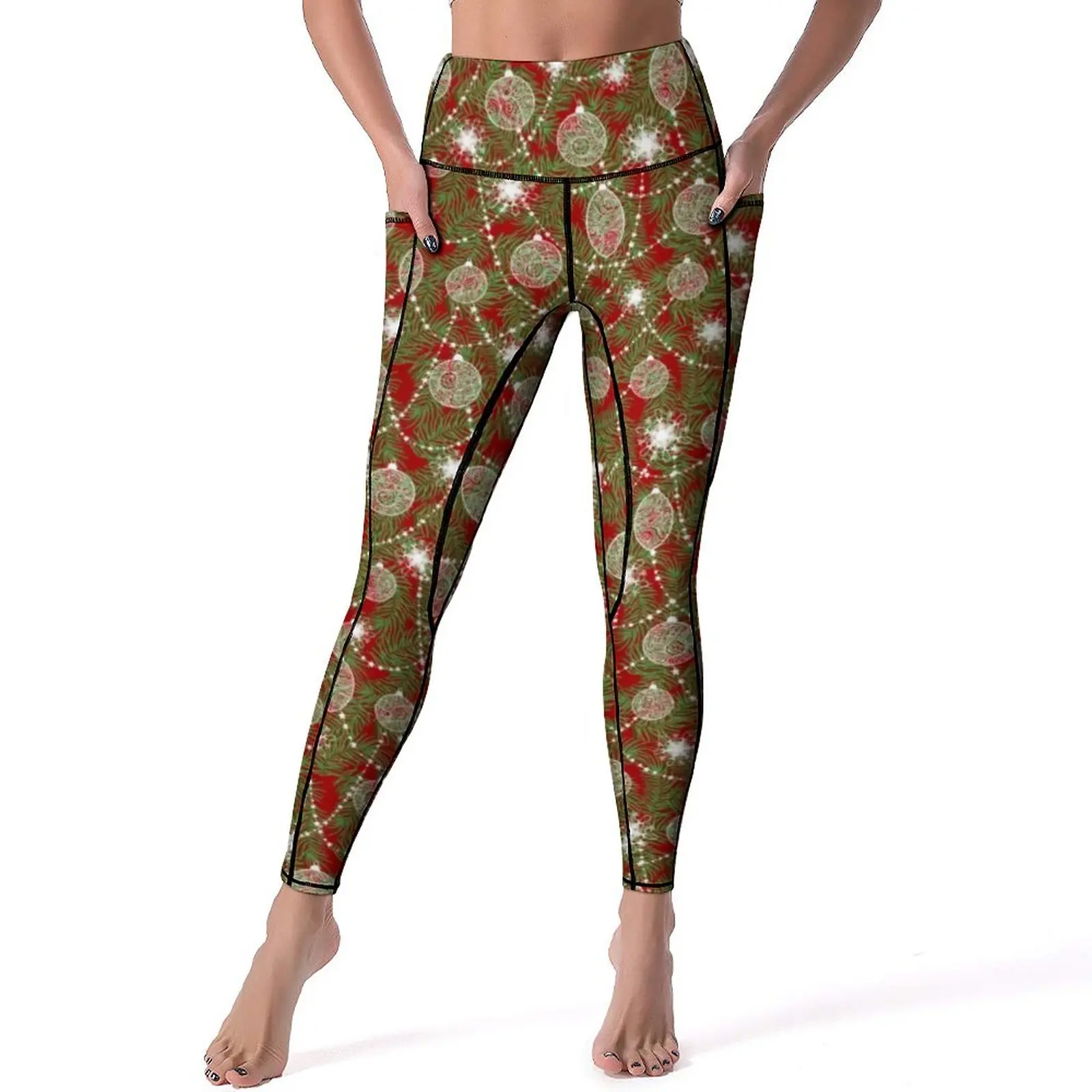 

Christmas Tree Yoga Pants Sexy Holidays Print Graphic Leggings High Waist Running Leggins Women Aesthetic Stretchy Sport Legging