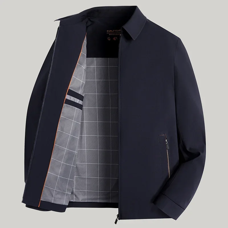Spring and Autumn Men's Jacket Lapel High End Business Casual Middle Aged Thin Coat
Spring and Autumn Men's Jacket Lapel High End Business Casual Middle Aged Thin Coat