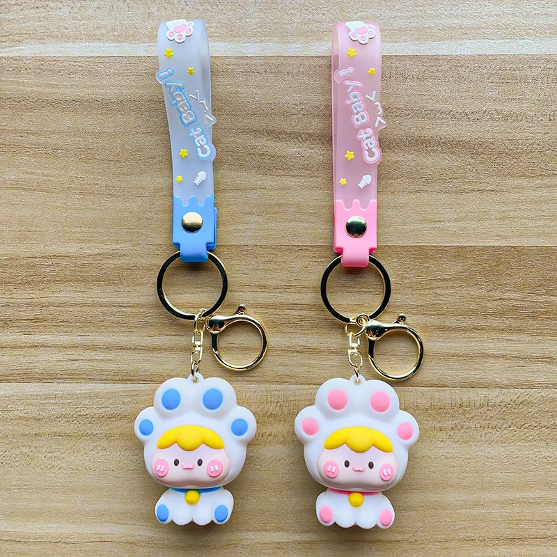 

Cartoon Anime Cute Cat Claw Head Action Figures Keychains Key Chain Key Ring Silicone Handbag Car Pendants Toys Christmas Gifts