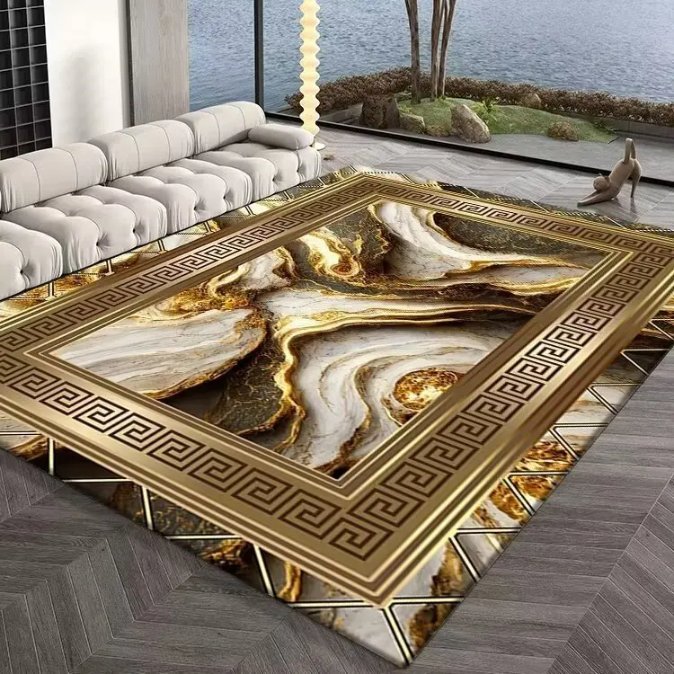 

Luxury Golden Carpets for Living Room Decor Abstract Pattern Bedroom Decoration Large Area Rugs Soft Carpet Home Lounge Foot Mat