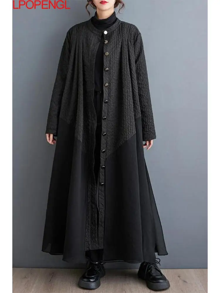 New Women's Retro Literary Patchwork Single Breasted Streetwear Windbreaker Long-sleeved Temperament O-neck Wide-waisted Coat
New Women's Retro Literary Patchwork Single Breasted Streetwear Windbreaker Long-sleeved Temperament O-neck Wide-waisted Coat