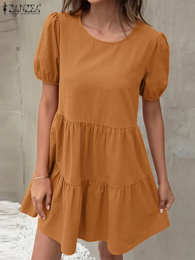 Summer Dress Fashion O Neck Short Sleeve Knee-length Vestido 2023 ZANZEA Women Casual Solid Party Ruffles Sundress Robe Femme
Summer Dress Fashion O Neck Short Sleeve Knee-length Vestido 2023 ZANZEA Women Casual Solid Party Ruffles Sundress Robe Femme