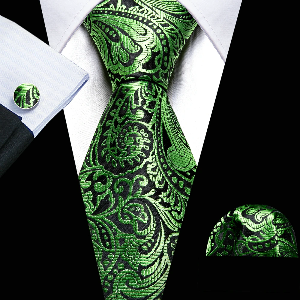 Luxury Silk Men Tie Set Green Black Paisley Floral Necktie Handkerchief Cufflinks Wedding Gift Dropship Barry. Wang A-6075
Luxury Silk Men Tie Set Green Black Paisley Floral Necktie Handkerchief Cufflinks Wedding Gift Dropship Barry. Wang A-6075
