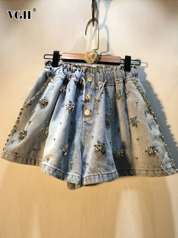 VGH Spliced Embroidered Flares Shorts For Women High Waist Wide Leg Patchwork Pockets Denim Short Trousers Female Summer Casual
VGH Spliced Embroidered Flares Shorts For Women High Waist Wide Leg Patchwork Pockets Denim Short Trousers Female Summer Casual