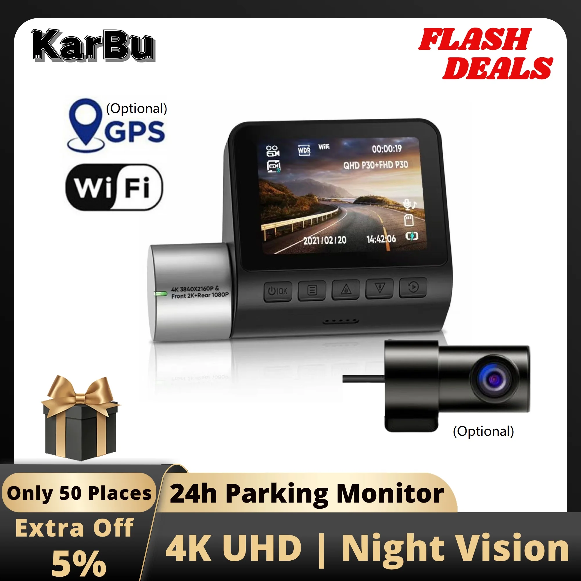 Dashcam 4K GPS WIFI 24h Parking Monitor Dash Cam Night Vision Dual Camera for Car Dvr Front and Rear Dvrs Mini Video Registrator
Dashcam 4K GPS WIFI 24h Parking Monitor Dash Cam Night Vision Dual Camera for Car Dvr Front and Rear Dvrs Mini Video Registrator