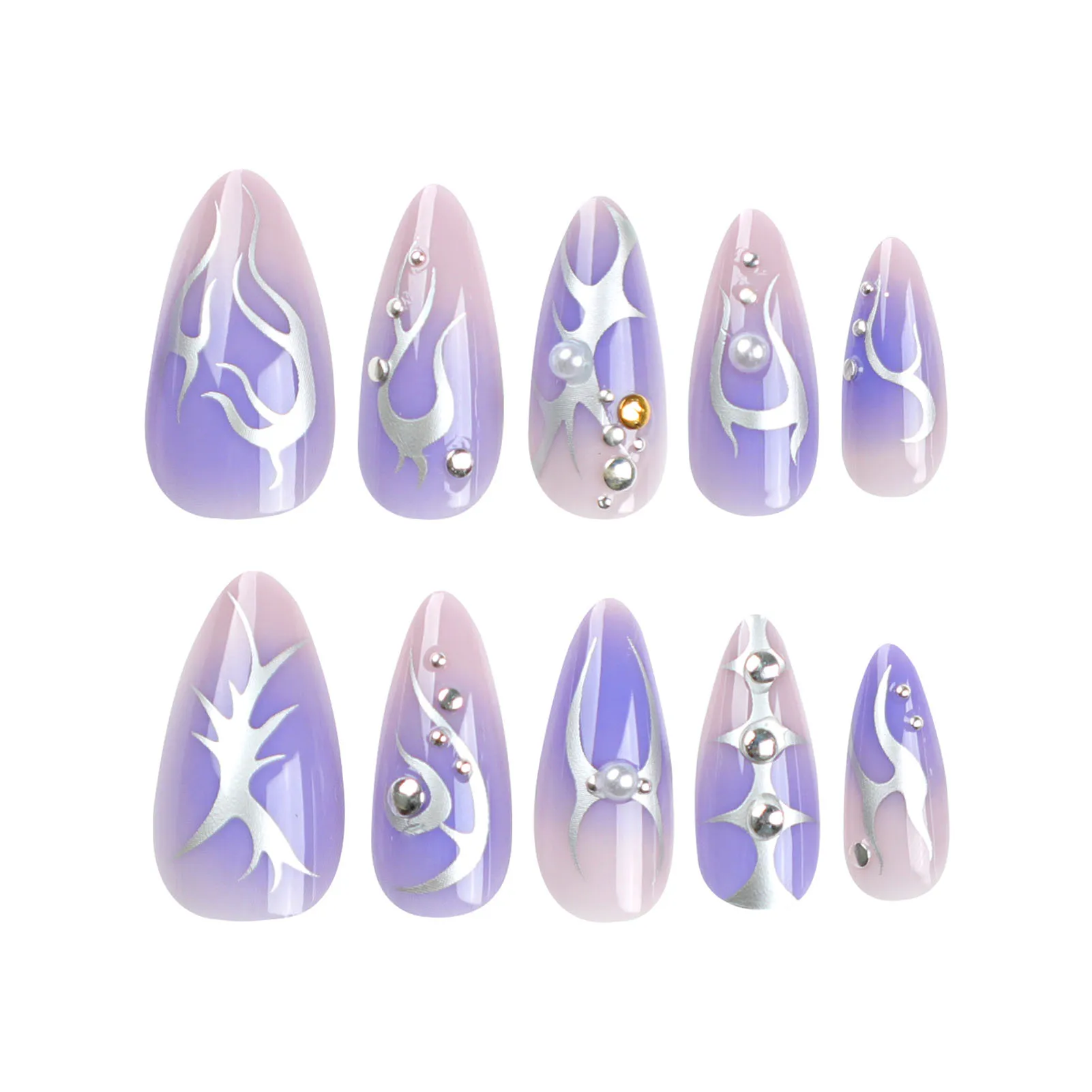 

Пурпурные накладные ногти с принтом пламени, натуральные небьющиеся ногти, простая одежда для профессионального дизайна ногтей, поставка в салон