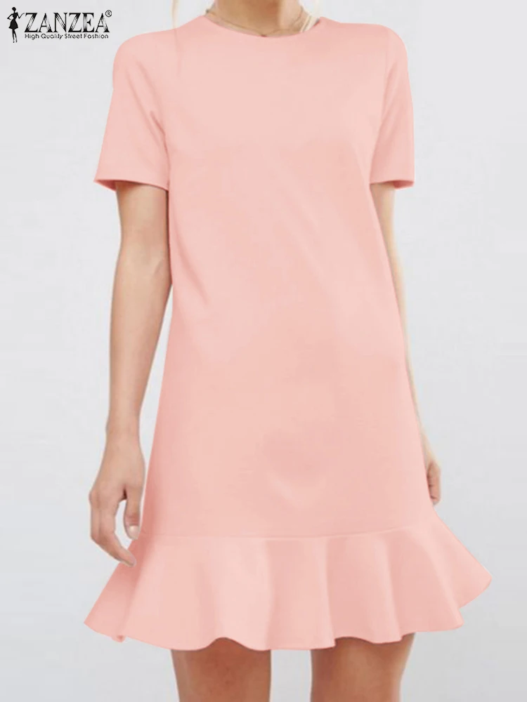 Fashion Summer Dress 2023 ZANZEA Women Short Sleeve O Neck Vestidos Pink Black Ruffle Sundress Causal Holiday Dresses Robe Femme
Fashion Summer Dress 2023 ZANZEA Women Short Sleeve O Neck Vestidos Pink Black Ruffle Sundress Causal Holiday Dresses Robe Femme
