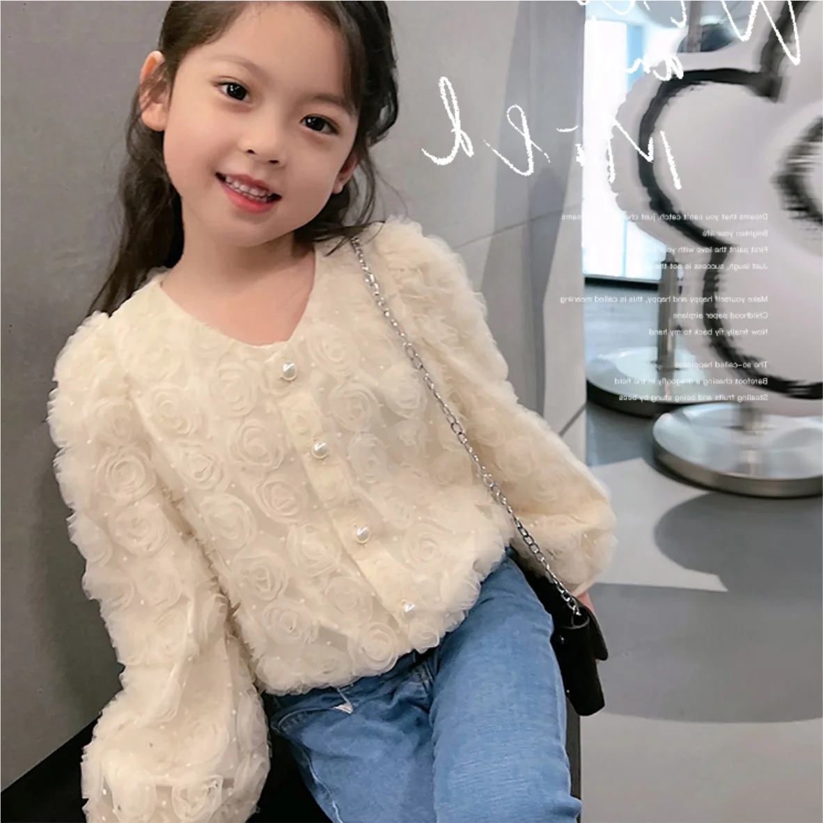 

Summer Spring Fashion Baby Girls Lace Gauze Coat 3D Flowers Single-breasted Children Jackets Kids Outfits 2-13 Years