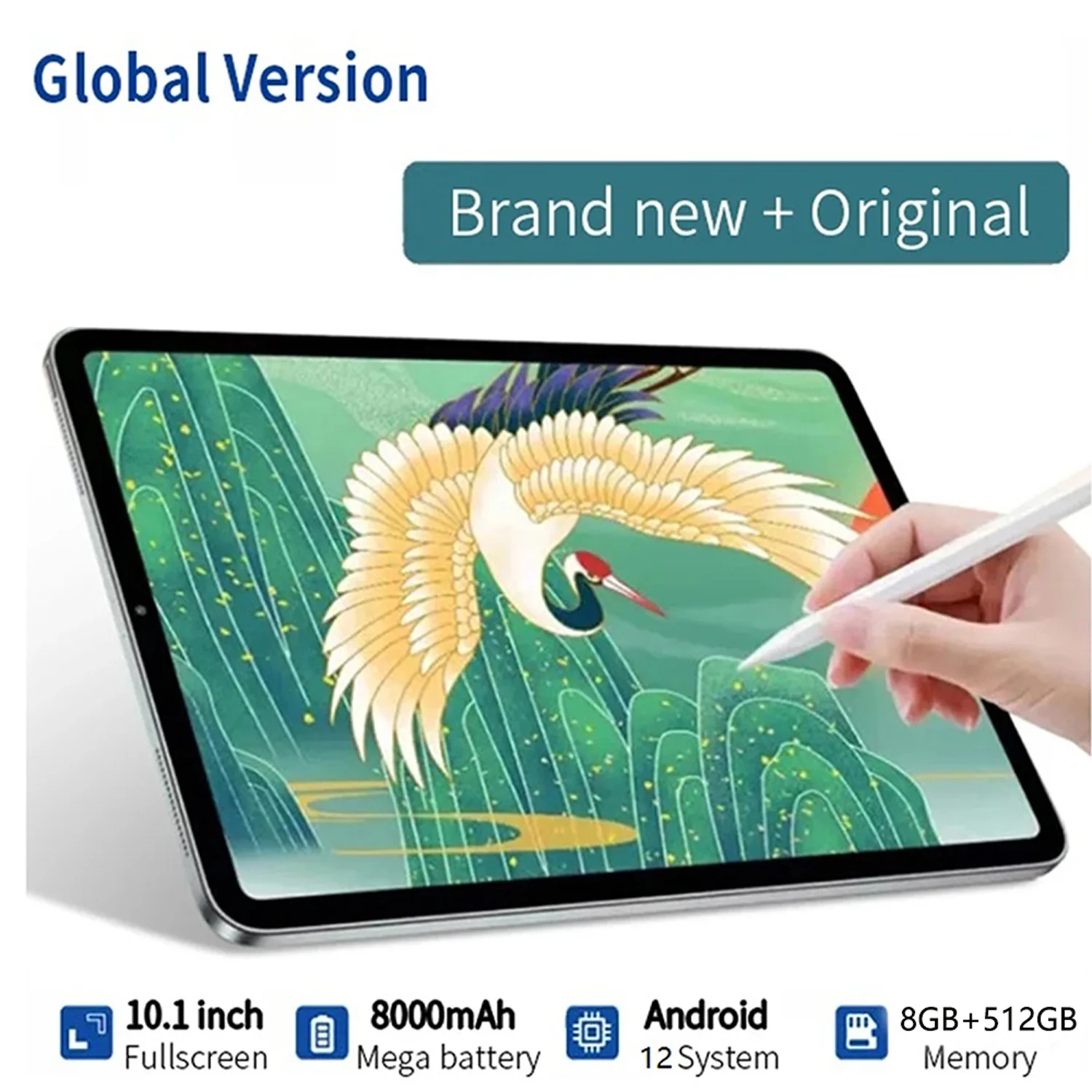 

2024 New Original 10.1 Inch Google Play 5G Tablets 10 Core 8GB RAM 512GB ROM Android 12 Dual SIM Dual Wifi Tablette 8000mAh