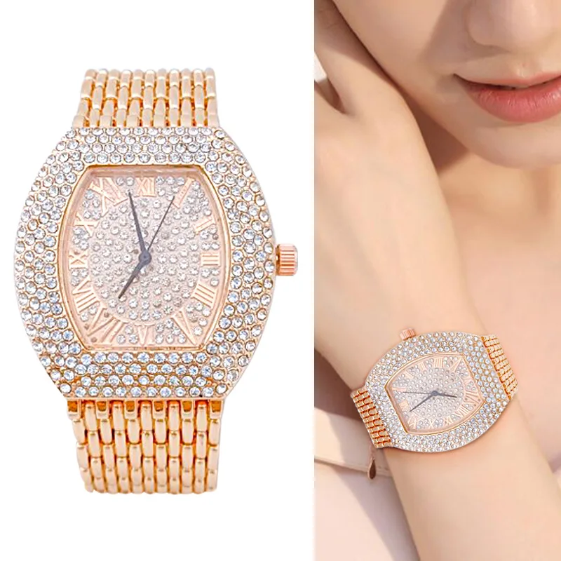 New Fashionable and Trendy Diamond Encrusted Steel Strap Ladies Watch with Full Star Roman Numerals Ladies Quartz Watch
New Fashionable and Trendy Diamond Encrusted Steel Strap Ladies Watch with Full Star Roman Numerals Ladies Quartz Watch