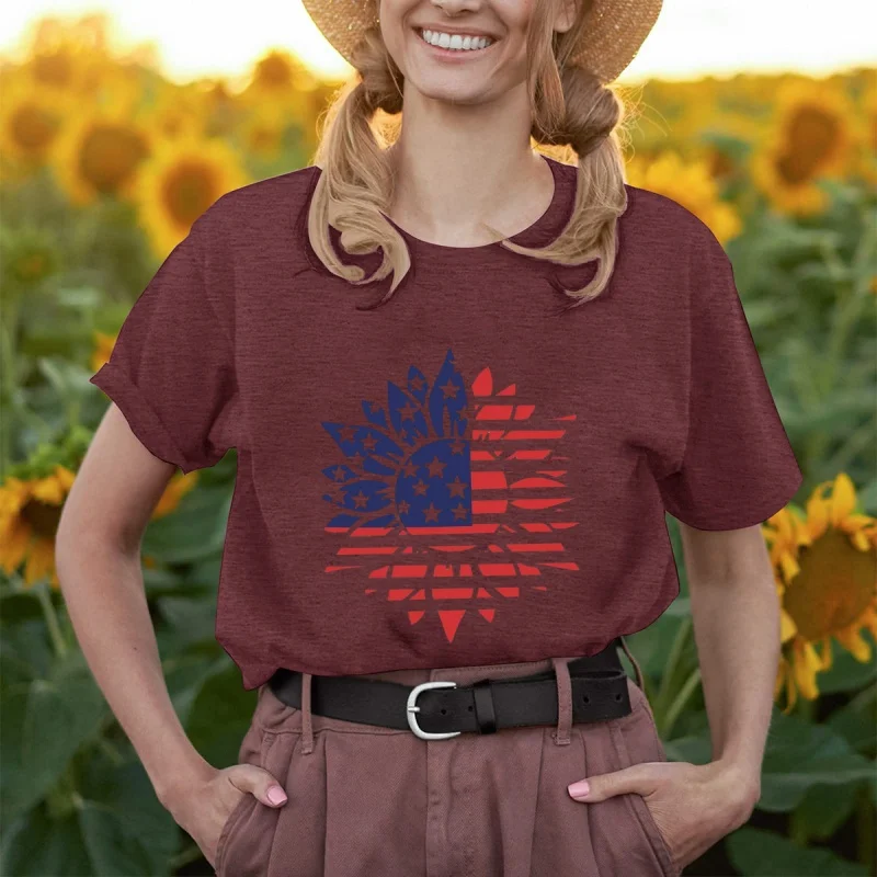 American Independence Day tops American flag print short-sleeved round neck T-shirt women's loose casual shirt
American Independence Day tops American flag print short-sleeved round neck T-shirt women's loose casual shirt