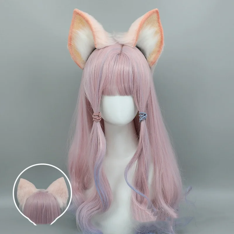 

Plush Hair Hoop Animal Ears Headwear Tail Set Furry Fox Ear Hairband Pink Cute Headpiece Anime Lolita Cosplay Accessories Props