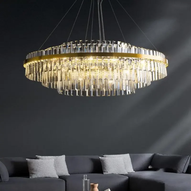 

Post-modern Light Luxury Living Room Crystal Pendant Light Creative Round Led Crystal Chandeliers for Villa Restaurant Bedroom