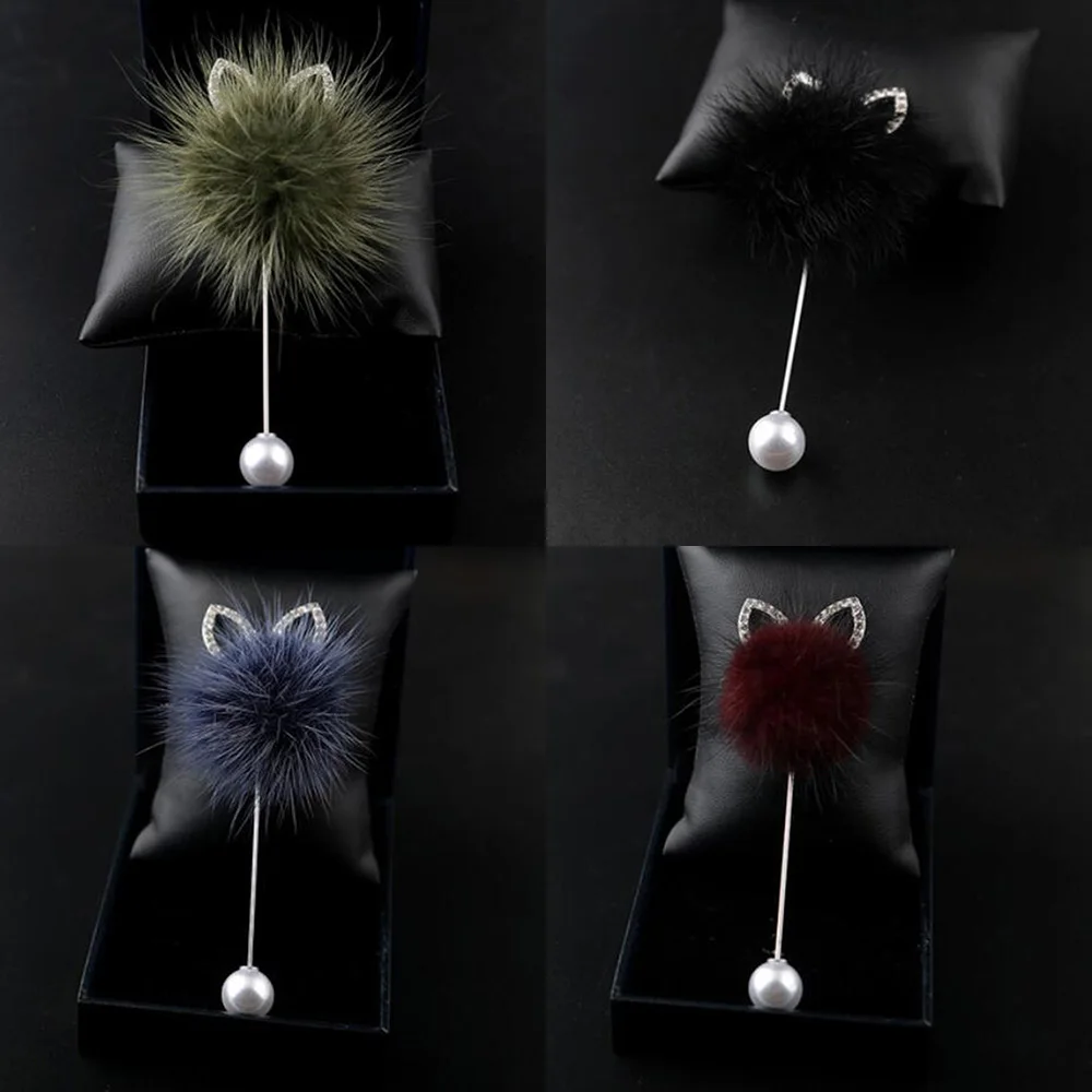 Korean Fur Unique Rabbit Ears Pearl Brooch Pins Wool Ball Brooch Pin Sweater Collar Charm Accessories Women Fashion Jewelry Korean Fur Unique Rabbit Ears Pearl Brooch Pins Wool Ball Brooch Pin Sweater Collar Charm Accessories Women Fashion Jewelry