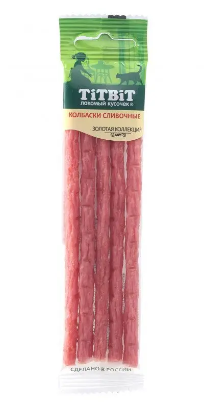 Колбаски Сливочные для кошек Золотая коллекция 20 г (Titbit) 021729 | Дом и сад