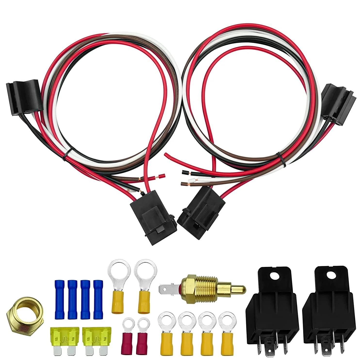 

Fan Wiring Dual Electric Fan Relay Kit 185 On 175 Off Electric Cooling Fan Thermostat 4 Pin 40 AMP Waterproof Relay Kit