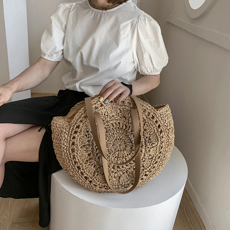 Round Woven Straw Beach Bag - Travel Tote 8 S25bdefbbea064bac9fb74d92d3c1c4b91