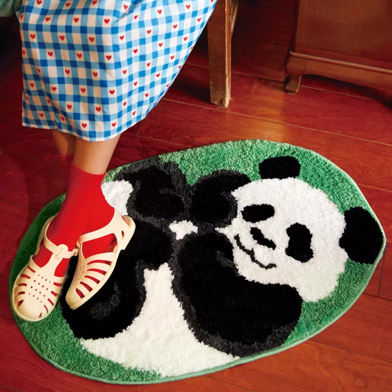 

Tufting Panda Bathroom Mat Soft Cartoon Animal Kids Room Pad Living Area Carpet Anti-slip Rug Kawaii Home Nursery Decor 50x80cm