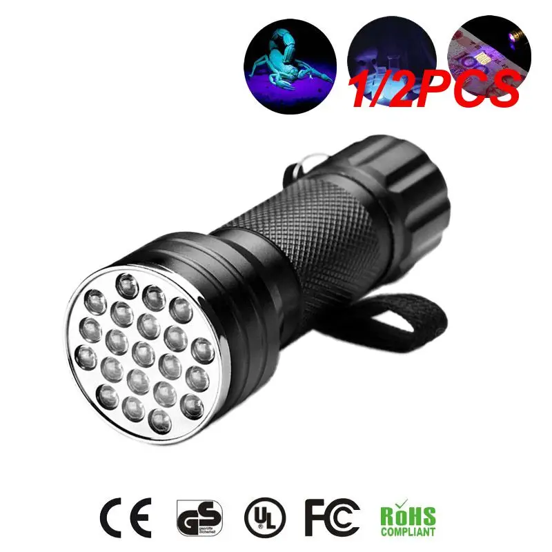 

1/2 шт. 21 светодиодный ультрафиолетовый фонарик черный фонарик 395NM мини-фонарик для пятен мочи животных портативный черный фонарик