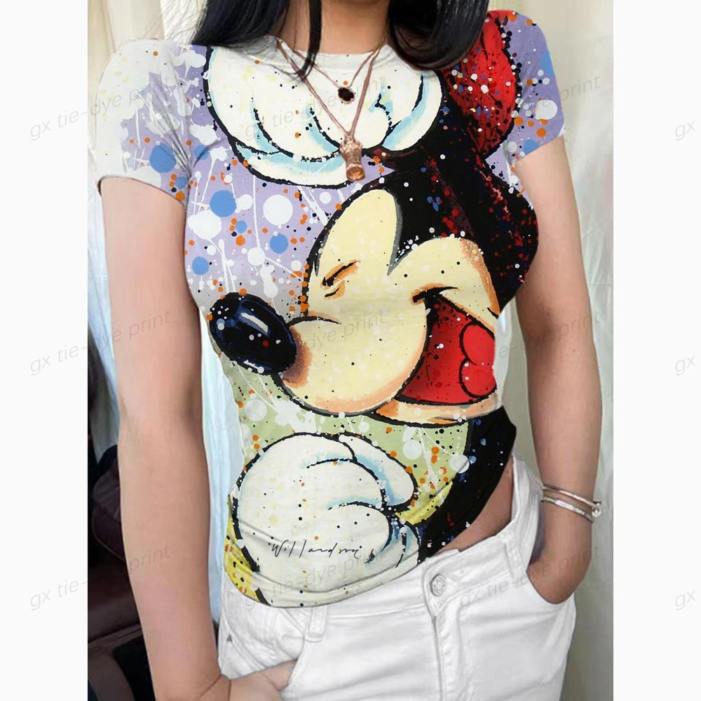 Disney Minnie Mickey Print T Shirt Women 2023 Summer New Oversized Tees Casual Basic Loose Tshirt Chic O Neck Female Tops 
Disney Minnie Mickey Print T Shirt Women 2023 Summer New Oversized Tees Casual Basic Loose Tshirt Chic O Neck Female Tops