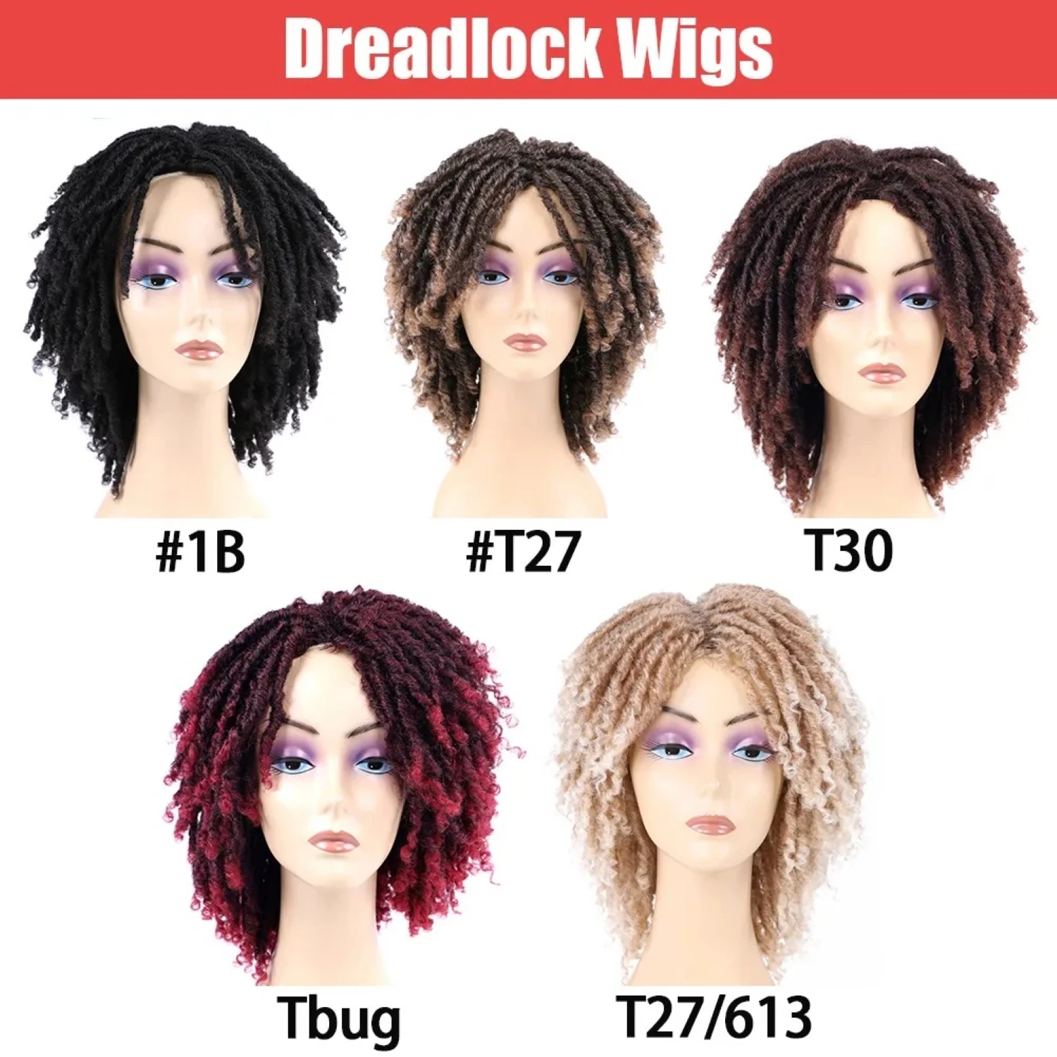 

Synthetic Wig Ombre Braided Dreadlock Wig Braided Wigs For Women African Faux Locs Crochet Twist Hair Black Brown RedShort Wigs
