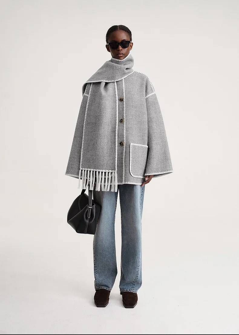 New Color! Totem* Winter Women Coat Wool Polyester Light Gray Color Full Sleeves Single Breasted Oversize Casual Scarf Collar
New Color! Totem* Winter Women Coat Wool Polyester Light Gray Color Full Sleeves Single Breasted Oversize Casual Scarf Collar