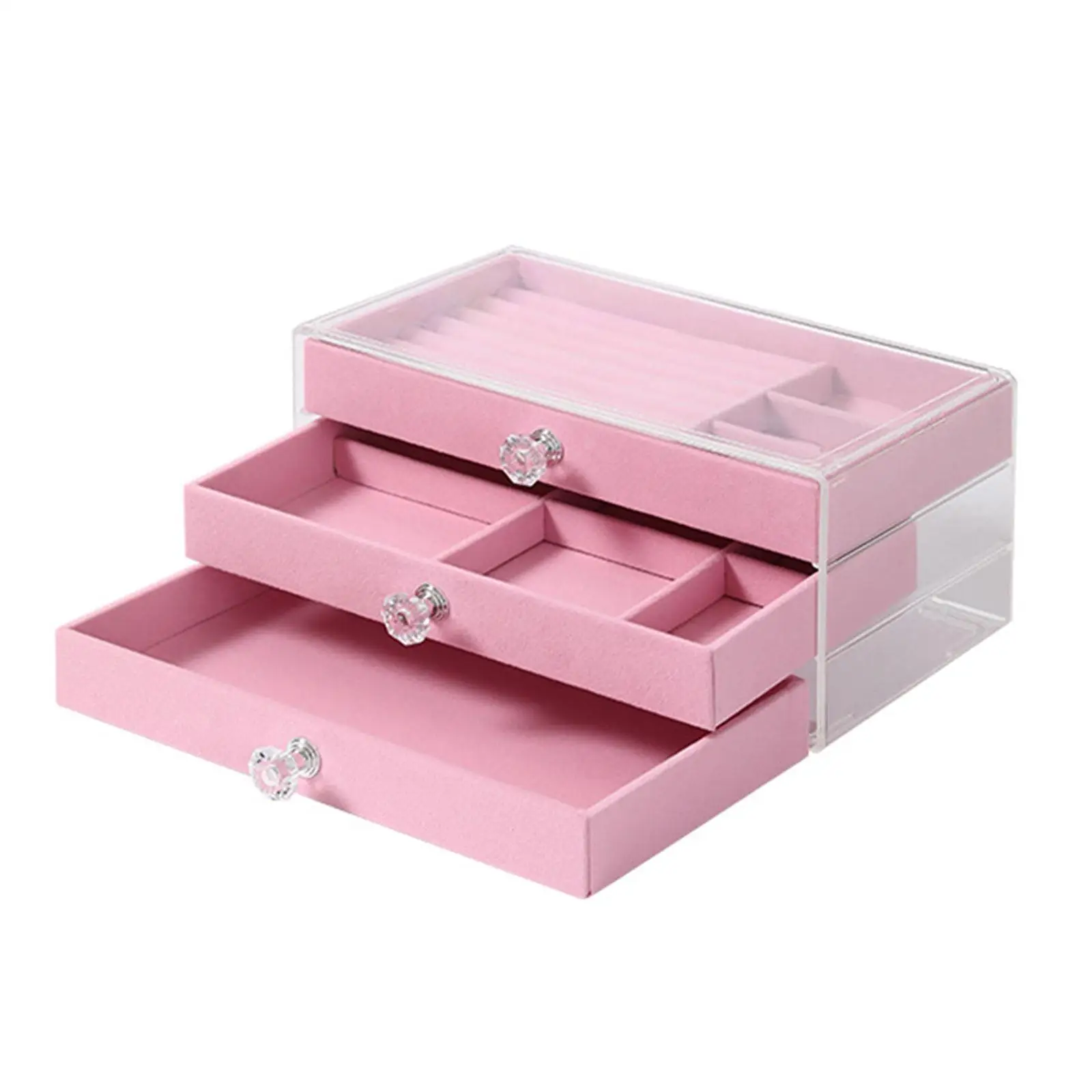 

Portable Jewelry Box Jewelry Storage Case Earrings Mirrored Velvet Lined Jewelry Organizer for Friends, Wife or Mother Gift