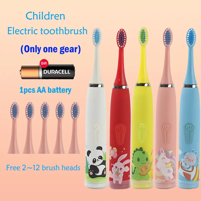 

Children's Electric Toothbrush Cartoon Kids With Replacement Head Ultrasonic IPX7 Waterproof Rechargeable Sonic Toothbrush