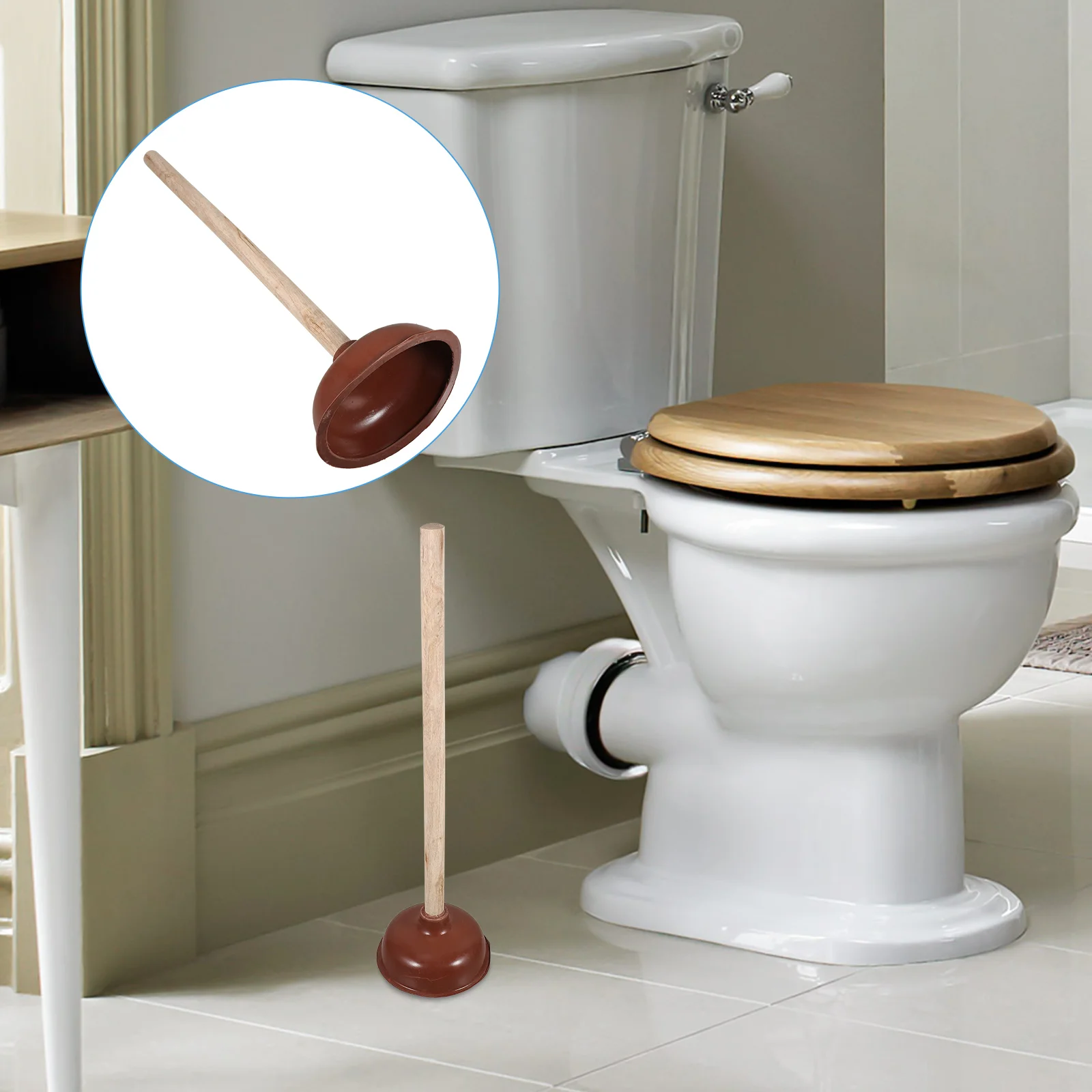 

Toilet Puller Unclogging Home Accessory Brush Cleaner Plunger Dormitory Bathroom Closestool Wooden Cleaning Sink Tools