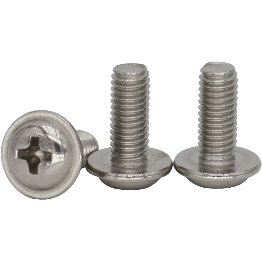 

M3 M3*4/5/6/7/8/9/10/12/14/16/18 304 316 Stainless Steel DIN967 Cross Phillips Recessed Round Pan Head Screw With Washer Collar