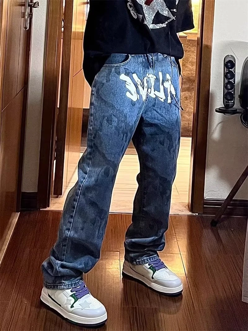Blue Retro jeans for men American Streetwear Baggy jeans y2k High Street Wide leg pants Fashion Casual Graffiti Wide leg pants
Blue Retro jeans for men American Streetwear Baggy jeans y2k High Street Wide leg pants Fashion Casual Graffiti Wide leg pants