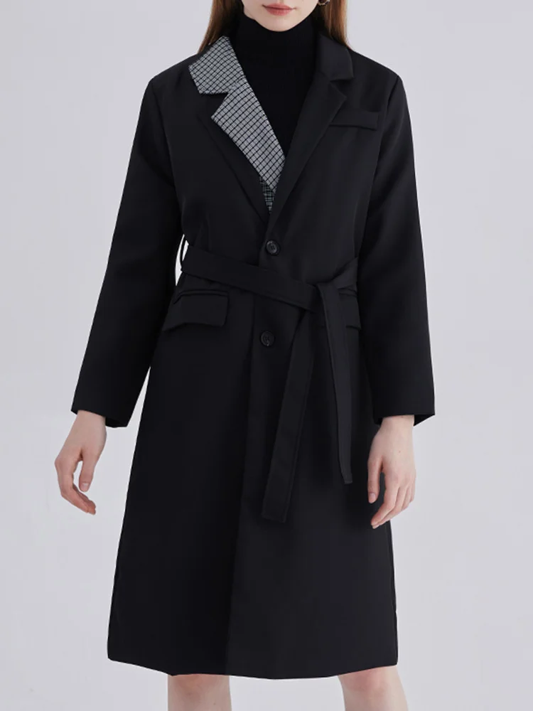 Women Black Color-block Elegant Long Trench New Lapel Long Sleeve Loose Windbreaker Fashion Spring Autumn 2023 M375
Women Black Color-block Elegant Long Trench New Lapel Long Sleeve Loose Windbreaker Fashion Spring Autumn 2023 M375
