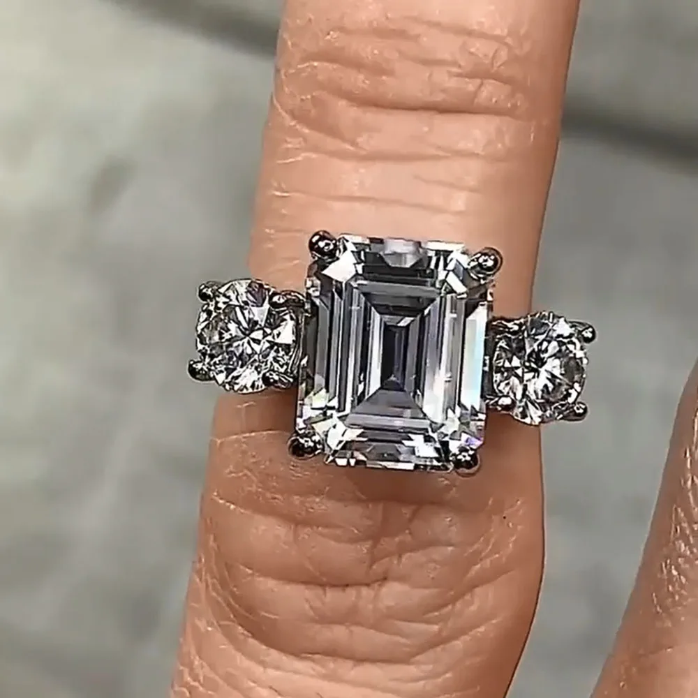 

Custom Solid 14K White Gold Women Wedding Party Anniversary Engagement Ring 1 2 3 4 5 Ct Emerald Moissanite Diamond Ring Luxury