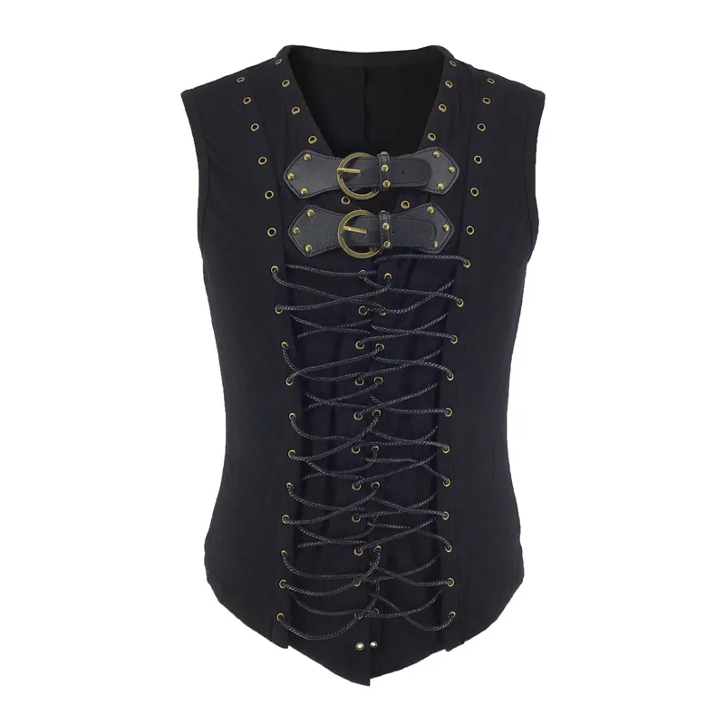 Black V Neck Sleeveless Belt Buckle Criss-Cross Male Corset Vest Gothic Steampunk Men Waistcoat Vintage Jacket y2k Rave Rock Top
Black V Neck Sleeveless Belt Buckle Criss-Cross Male Corset Vest Gothic Steampunk Men Waistcoat Vintage Jacket y2k Rave Rock Top